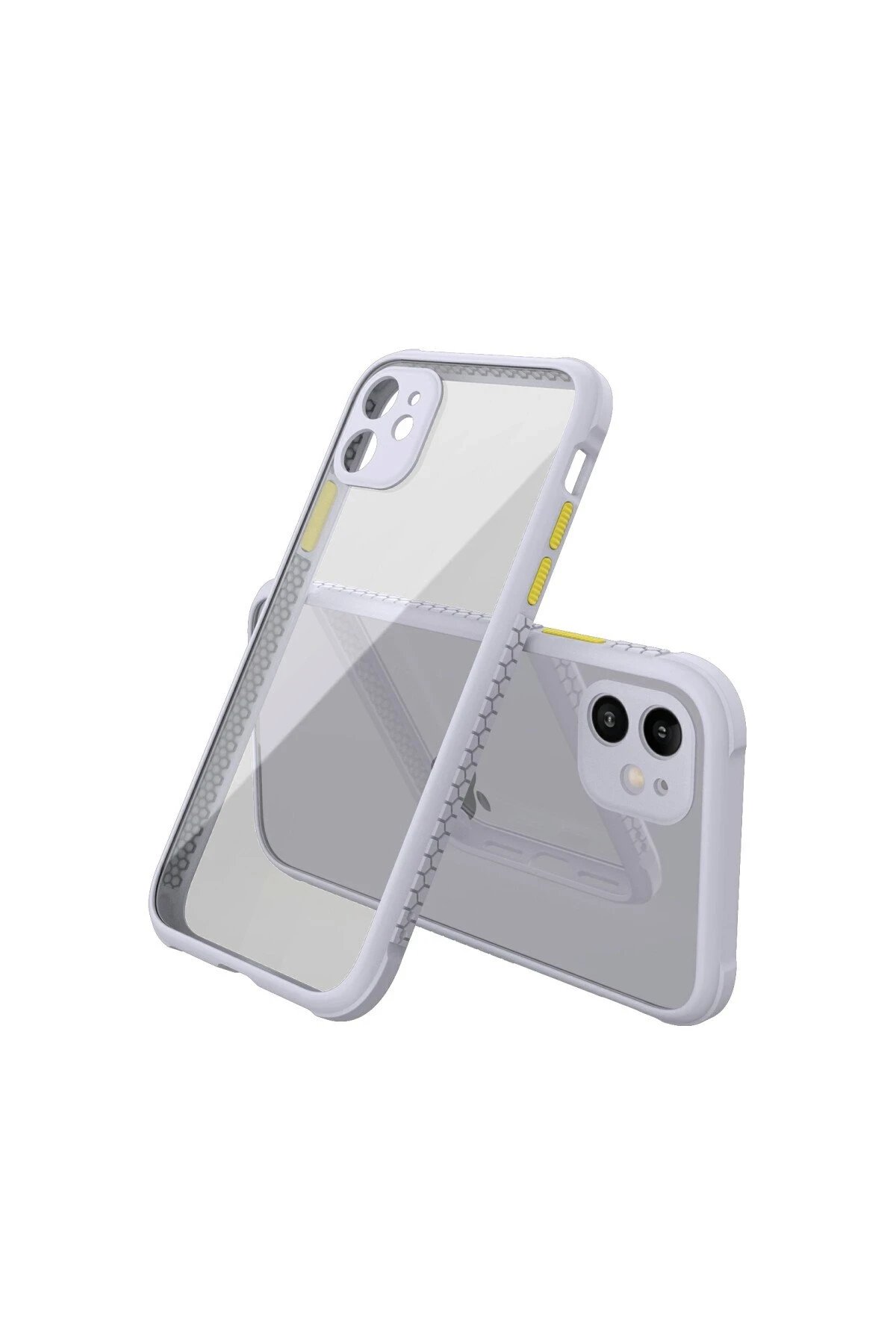 iPhone 12 Mini Kılıf Miami Şeffaf Silikon - Lila-(5796)