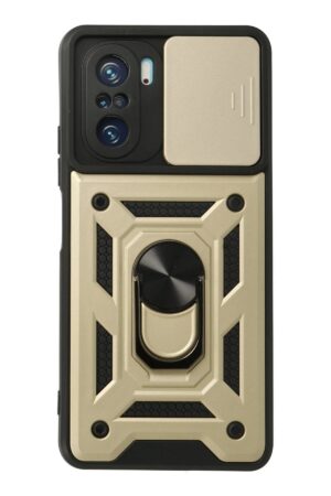 Xiaomi Poco F3 Kılıf Pars Lens Yüzüklü Silikon - Gold-(5796)