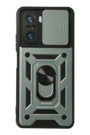 Xiaomi Poco F3 Kılıf Pars Lens Yüzüklü Silikon - Yeşil-(5796)