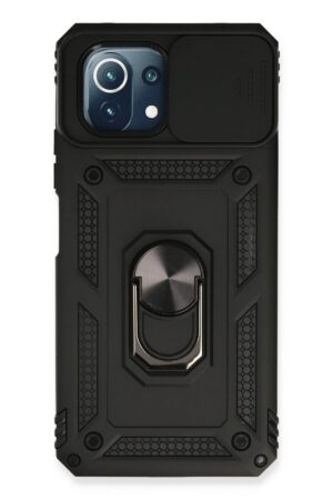 Xiaomi Mİ 11 Lite Kılıf Pars Lens Yüzüklü Silikon - Siyah-(5796)