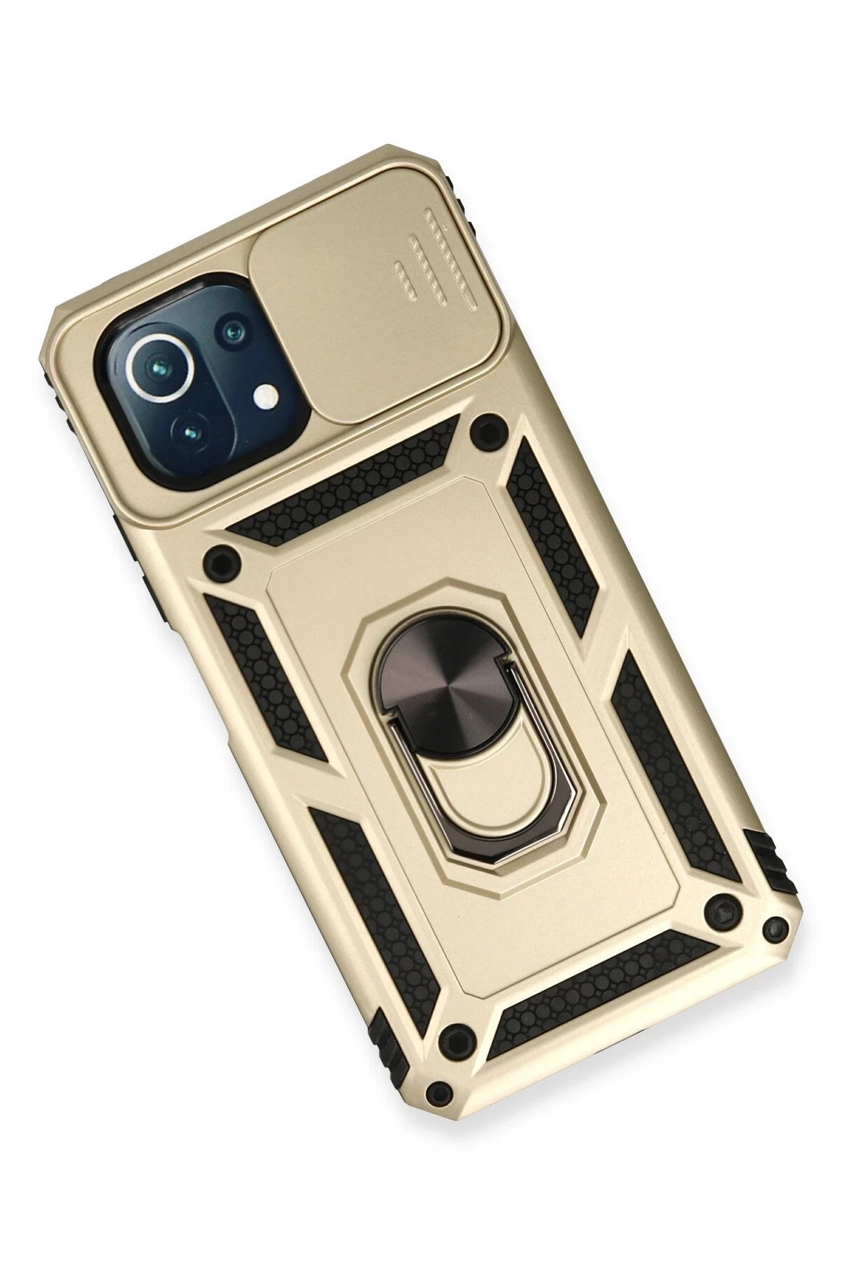 Xiaomi Mİ 11 Lite Kılıf Pars Lens Yüzüklü Silikon - Gold-(5796) - Görsel 3