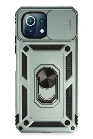 Xiaomi Mİ 11 Lite Kılıf Pars Lens Yüzüklü Silikon - Yeşil-(5796)