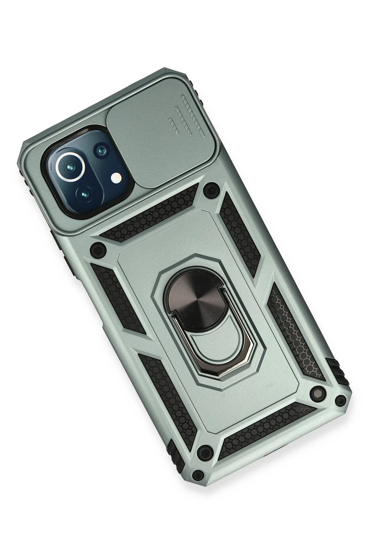 Xiaomi Mİ 11 Lite Kılıf Pars Lens Yüzüklü Silikon - Yeşil-(5796) - Görsel 3