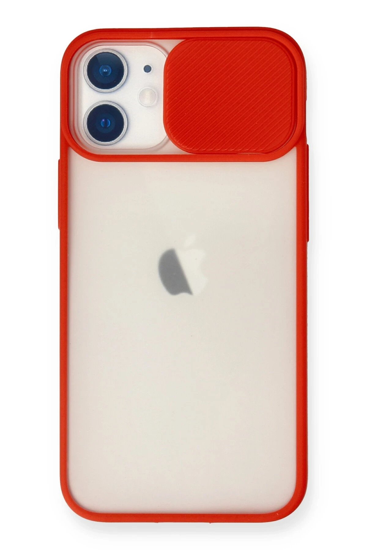 iPhone 11 Kılıf Palm Buzlu Kamera Sürgülü Silikon - Kırmızı-(5796)