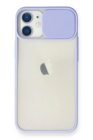 iPhone 11 Kılıf Palm Buzlu Kamera Sürgülü Silikon - Lila-(5796)