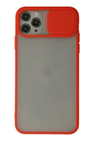 iPhone 11 Pro Kılıf Palm Buzlu Kamera Sürgülü Silikon - Kırmızı-(5796)