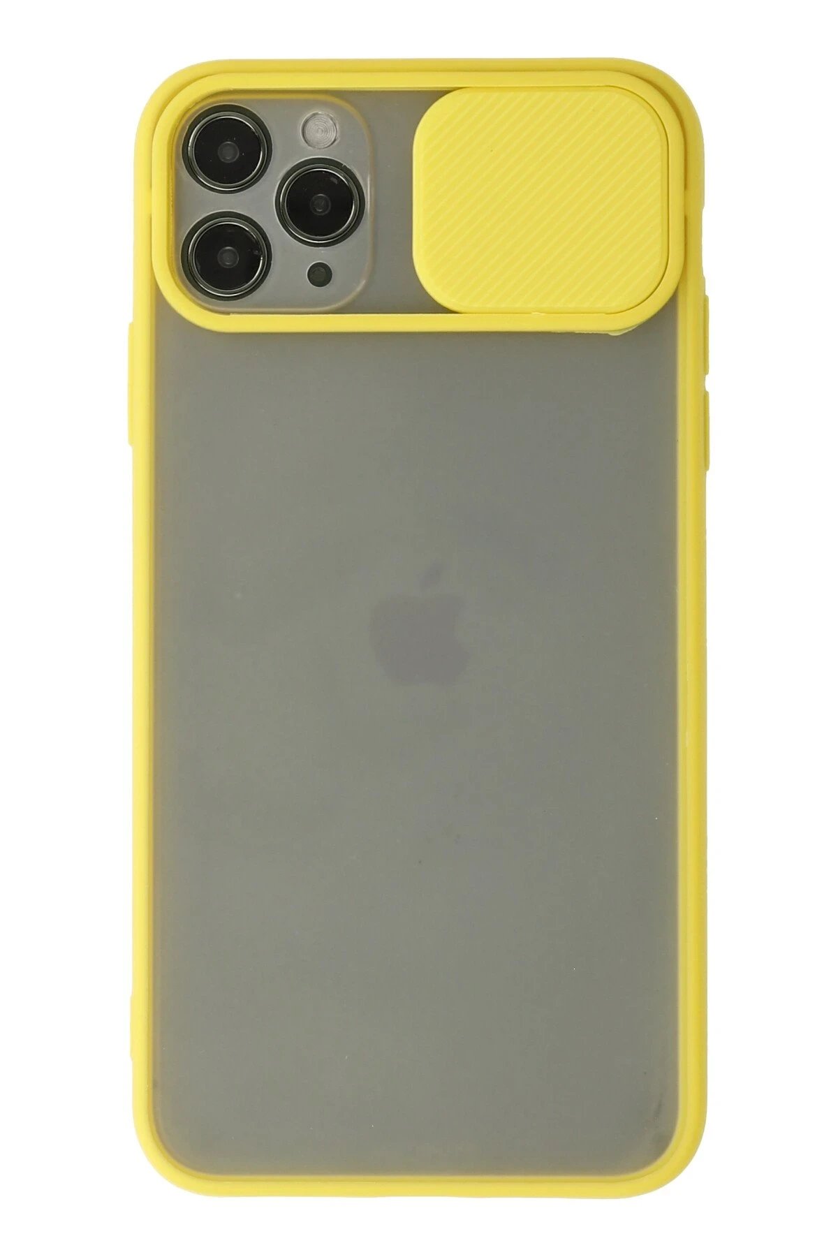 iPhone 11 Pro Kılıf Palm Buzlu Kamera Sürgülü Silikon - Sarı-(5796)