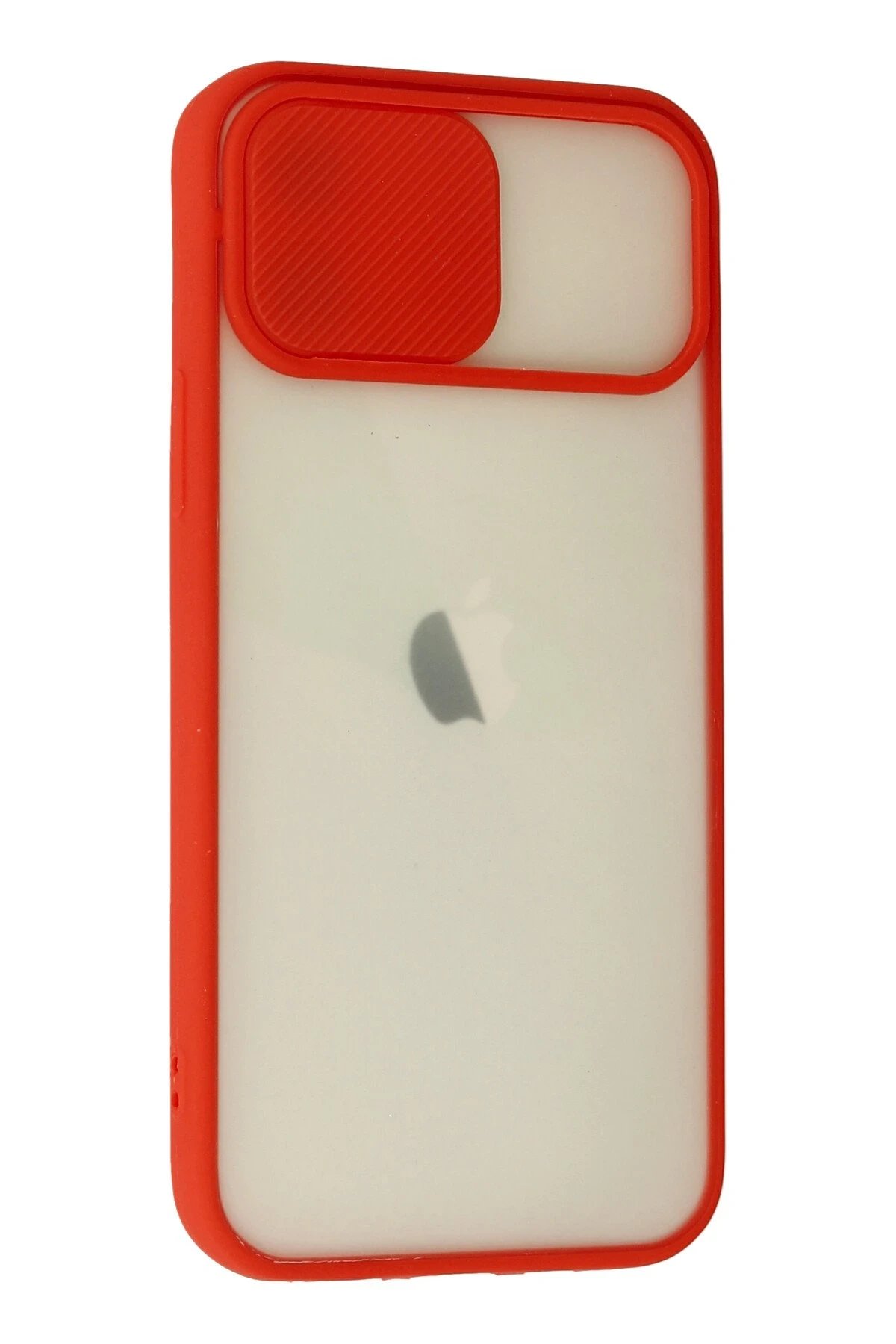 iPhone 12 Kılıf Palm Buzlu Kamera Sürgülü Silikon - Kırmızı-(5796) - Görsel 2