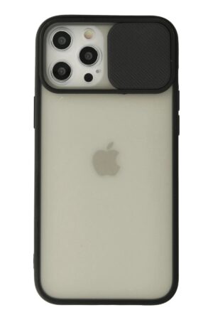 iPhone 12 Pro Max Kılıf Palm Buzlu Kamera Sürgülü Silikon - Siyah-(5796)