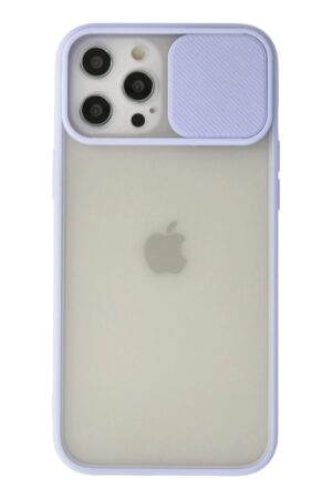 iPhone 12 Pro Max Kılıf Palm Buzlu Kamera Sürgülü Silikon - Lila-(5796)