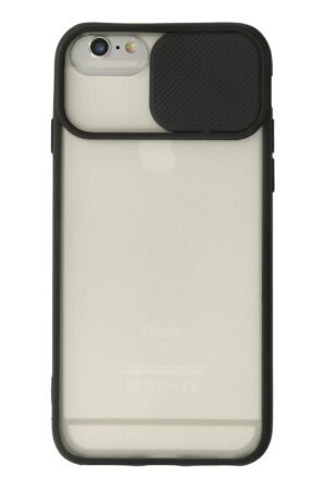 iPhone 6 Kılıf Palm Buzlu Kamera Sürgülü Silikon - Siyah-(5796)
