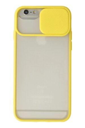 iPhone 6 Plus Kılıf Palm Buzlu Kamera Sürgülü Silikon - Sarı-(5796)