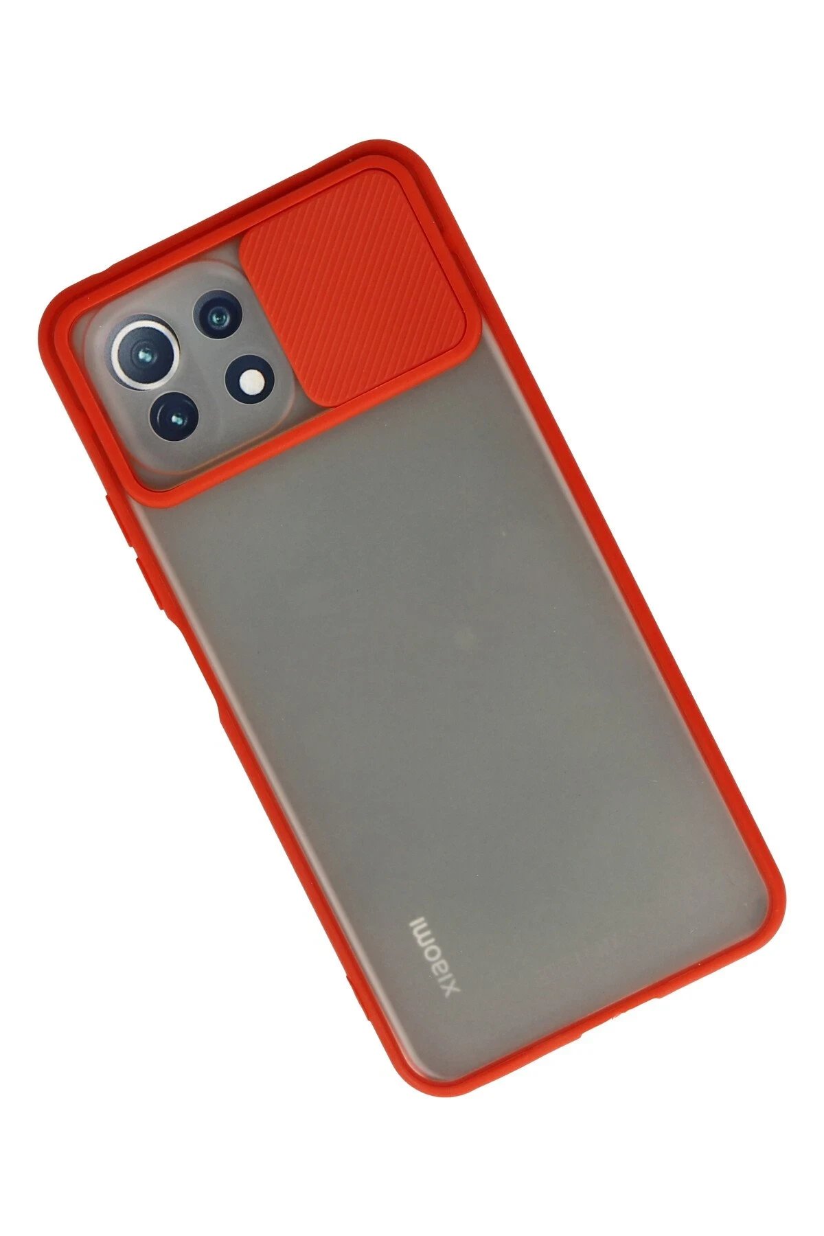 Xiaomi Mİ 11 Lite Kılıf Palm Buzlu Kamera Sürgülü Silikon - Kırmızı-(5796) - Görsel 2