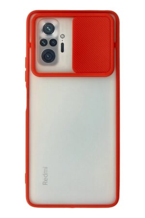 Xiaomi Redmi Note 10 Pro Kılıf Palm Buzlu Kamera Sürgülü Silikon - Kırmızı-(5796)
