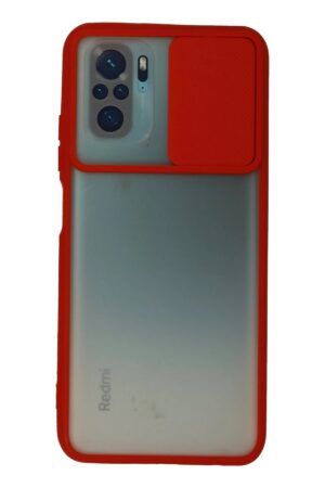 Xiaomi Redmi Note 10 Kılıf Palm Buzlu Kamera Sürgülü Silikon - Kırmızı-(5796)
