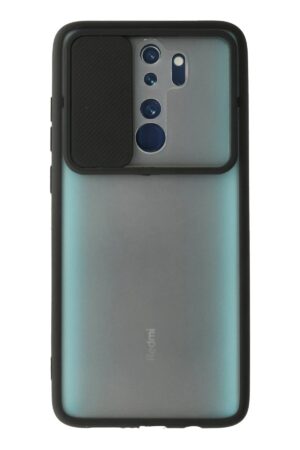 Xiaomi Redmi Note 8 Pro Kılıf Palm Buzlu Kamera Sürgülü Silikon - Siyah-(5796)