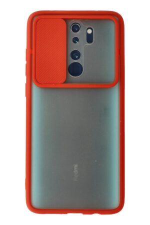 Xiaomi Redmi Note 8 Pro Kılıf Palm Buzlu Kamera Sürgülü Silikon - Kırmızı-(5796)