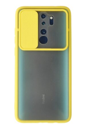 Xiaomi Redmi Note 8 Pro Kılıf Palm Buzlu Kamera Sürgülü Silikon - Sarı-(5796)