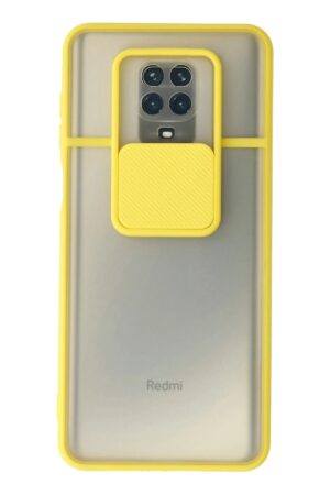 Xiaomi Redmi Note 9 Pro Kılıf Palm Buzlu Kamera Sürgülü Silikon - Sarı-(5796)