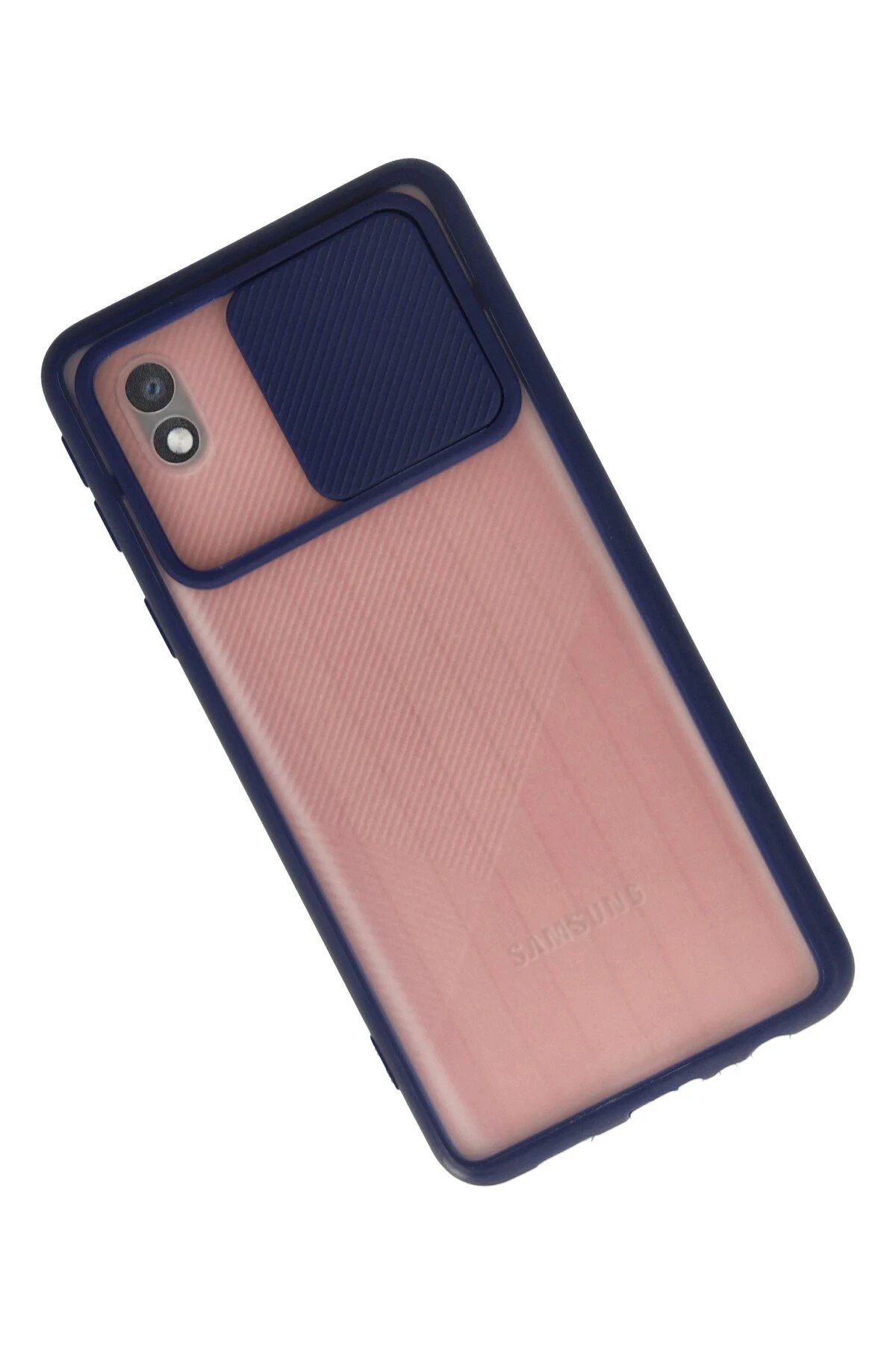 Samsung Galaxy A01 Core Kılıf Palm Buzlu Kamera Sürgülü Silikon - Lacivert-(5796) - Görsel 2