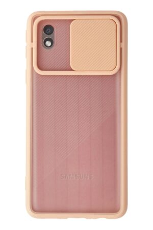 Samsung Galaxy A01 Core Kılıf Palm Buzlu Kamera Sürgülü Silikon - Pembe-(5796)