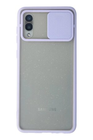 Samsung Galaxy A02 Kılıf Palm Buzlu Kamera Sürgülü Silikon - Lila-(5796)