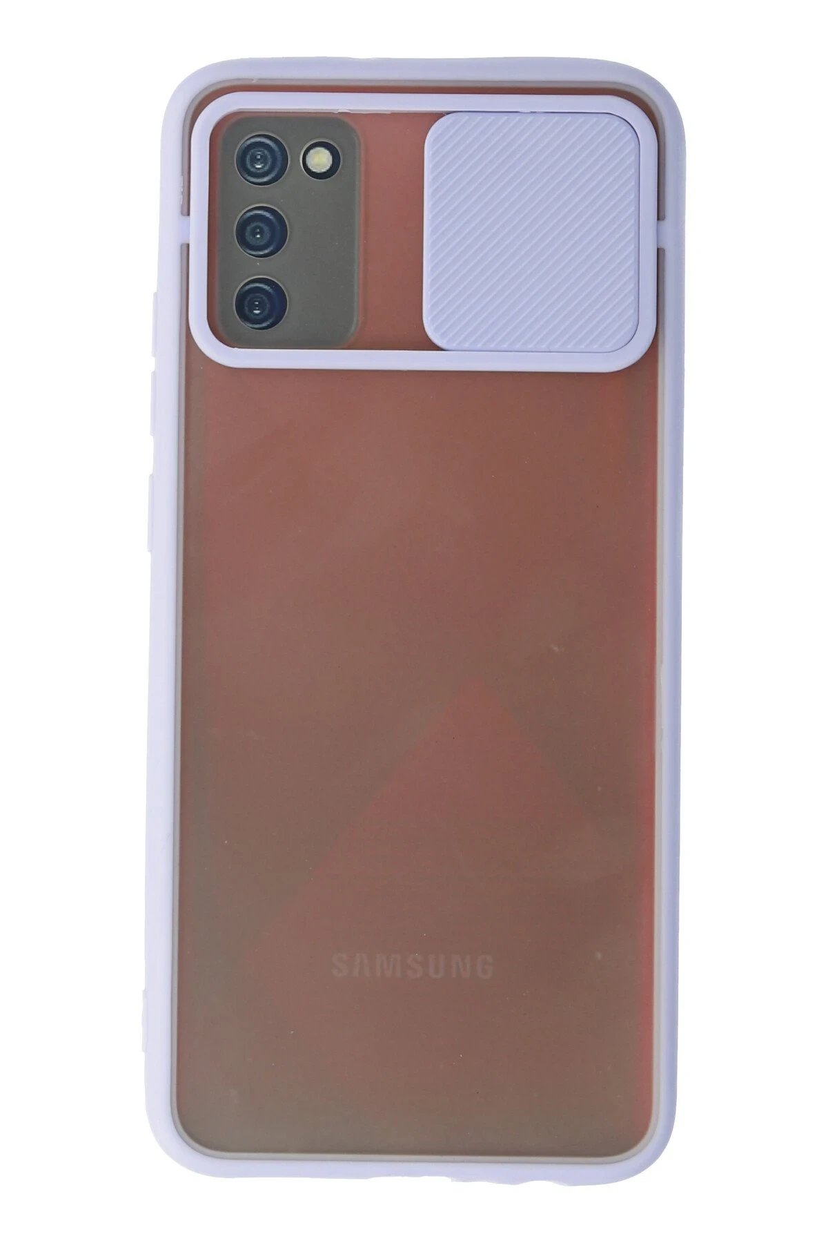 Samsung Galaxy A02S Kılıf Palm Buzlu Kamera Sürgülü Silikon - Lila-(5796)