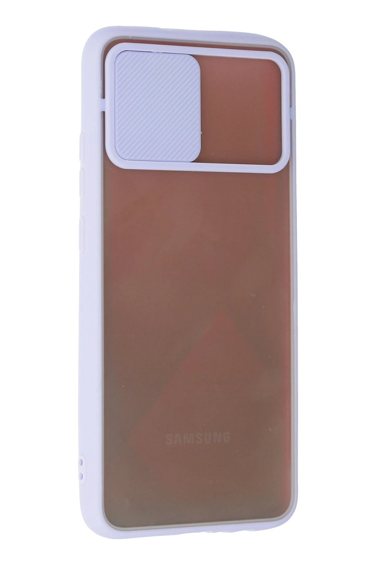 Samsung Galaxy A02S Kılıf Palm Buzlu Kamera Sürgülü Silikon - Lila-(5796) - Görsel 3