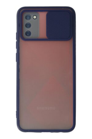 Samsung Galaxy A02S Kılıf Palm Buzlu Kamera Sürgülü Silikon - Lacivert-(5796)