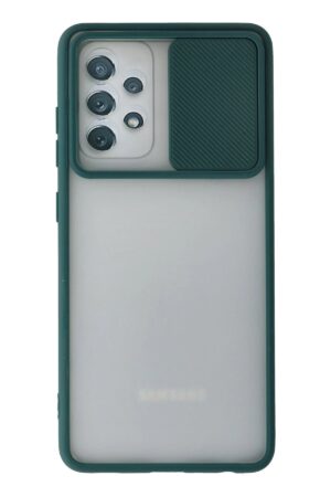 Samsung Galaxy A52 Kılıf Palm Buzlu Kamera Sürgülü Silikon - Yeşil-(5796)