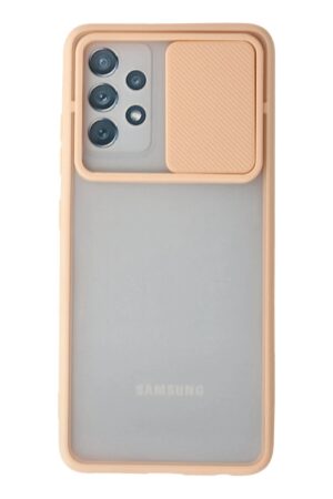 Samsung Galaxy A52 Kılıf Palm Buzlu Kamera Sürgülü Silikon - Pembe-(5796)