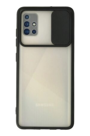 Samsung Galaxy A71 Kılıf Palm Buzlu Kamera Sürgülü Silikon - Siyah-(5796)