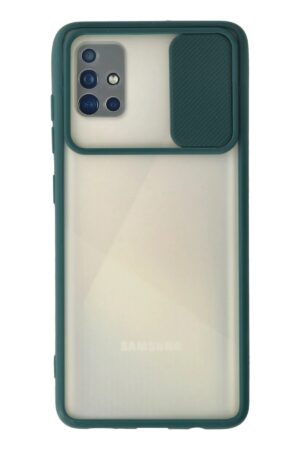 Samsung Galaxy A71 Kılıf Palm Buzlu Kamera Sürgülü Silikon - Yeşil-(5796)