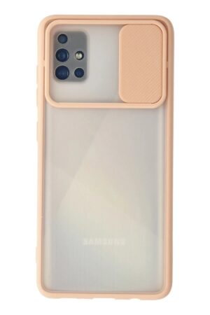 Samsung Galaxy A71 Kılıf Palm Buzlu Kamera Sürgülü Silikon - Pembe-(5796)