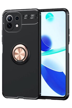 Xiaomi Mİ 11 Lite Kılıf Range Yüzüklü Silikon - Siyah-Gold-(5796)