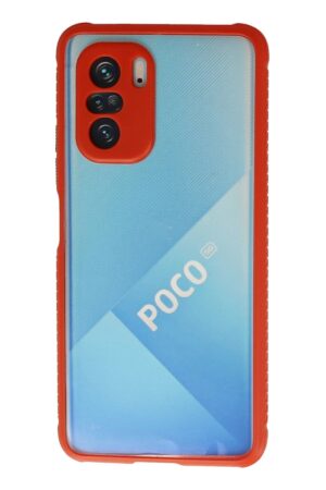 Xiaomi Poco F3 Kılıf Miami Şeffaf Silikon - Kırmızı-(5796)