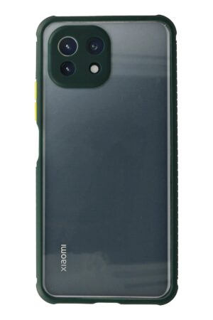 Xiaomi Mİ 11 Lite Kılıf Miami Şeffaf Silikon - Koyu Yeşil-(5796)