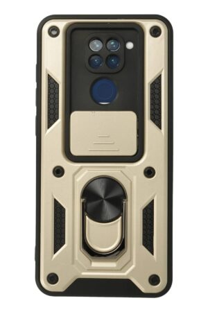 Xiaomi Redmi Note 9 Kılıf Pars Lens Yüzüklü Silikon - Gold-(5796)