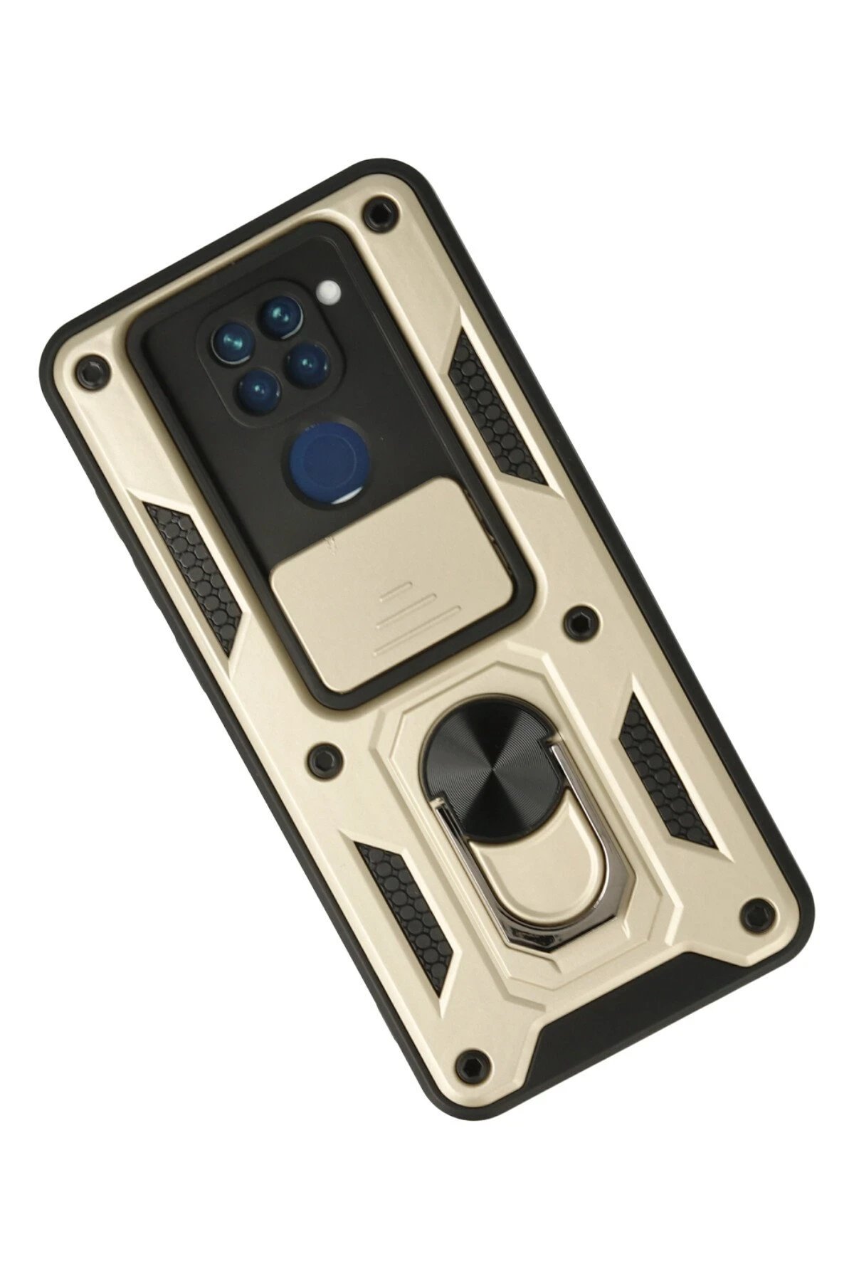 Xiaomi Redmi Note 9 Kılıf Pars Lens Yüzüklü Silikon - Gold-(5796) - Görsel 2