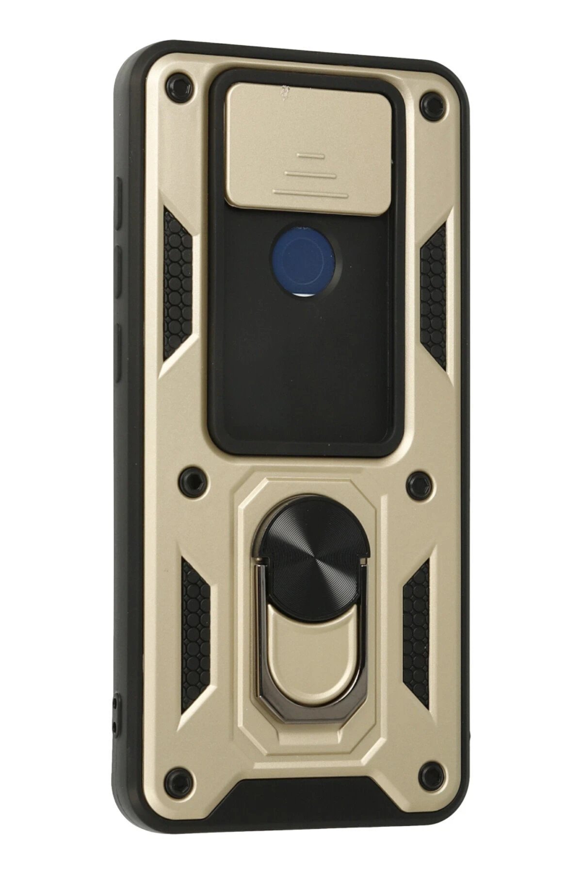 Xiaomi Redmi Note 9 Kılıf Pars Lens Yüzüklü Silikon - Gold-(5796) - Görsel 3