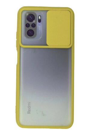 Xiaomi Redmi Note 10 Kılıf Palm Buzlu Kamera Sürgülü Silikon - Sarı-(5796)