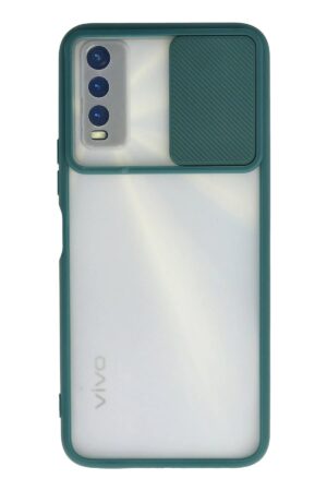 Vivo Y11S Kılıf Palm Buzlu Kamera Sürgülü Silikon - Yeşil-(5796)