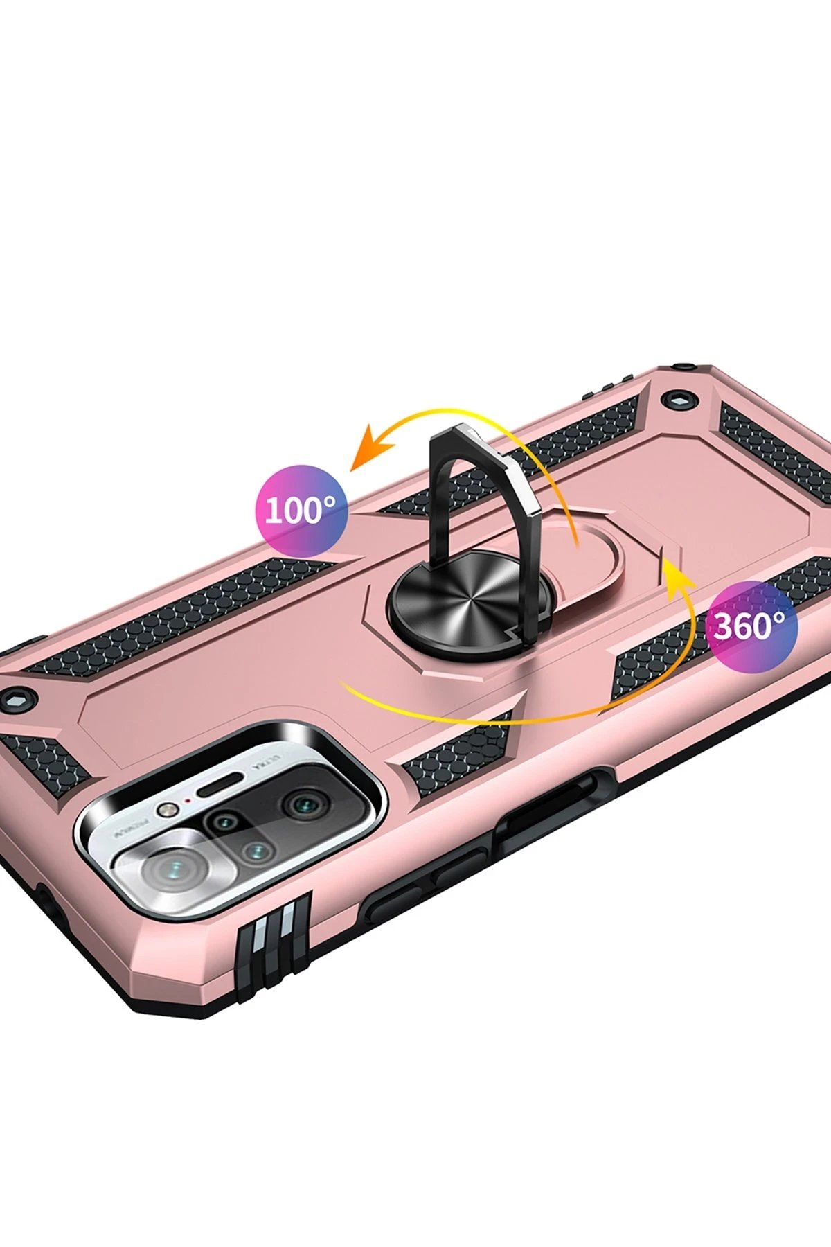 Xiaomi Redmi Note 10 Pro Kılıf Sofya Yüzüklü Silikon Kapak - Rose-(5796) - Görsel 4