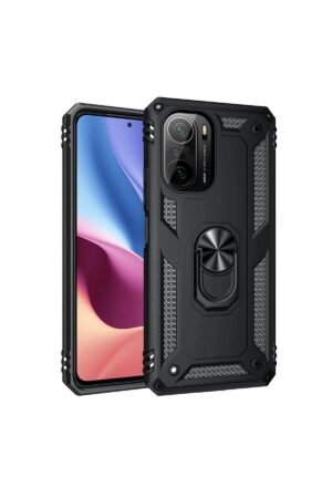 Xiaomi Poco F3 Kılıf Sofya Yüzüklü Silikon Kapak - Siyah-(5796)