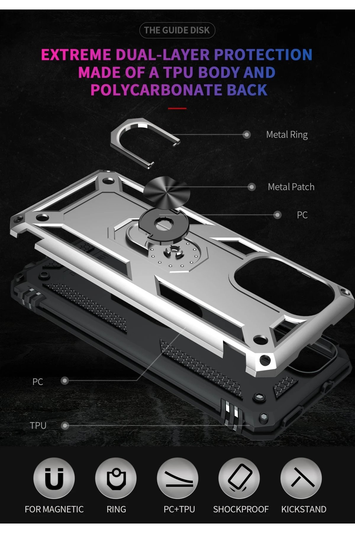 Xiaomi Poco F3 Kılıf Sofya Yüzüklü Silikon Kapak - Gümüş-(5796) - Görsel 5