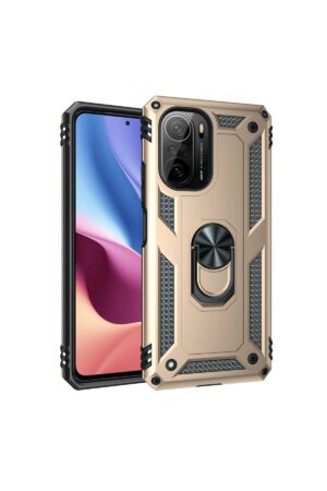 Xiaomi Poco F3 Kılıf Sofya Yüzüklü Silikon Kapak - Gold-(5796)