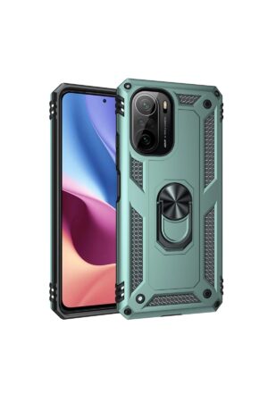 Xiaomi Poco F3 Kılıf Sofya Yüzüklü Silikon Kapak - Yeşil-(5796)