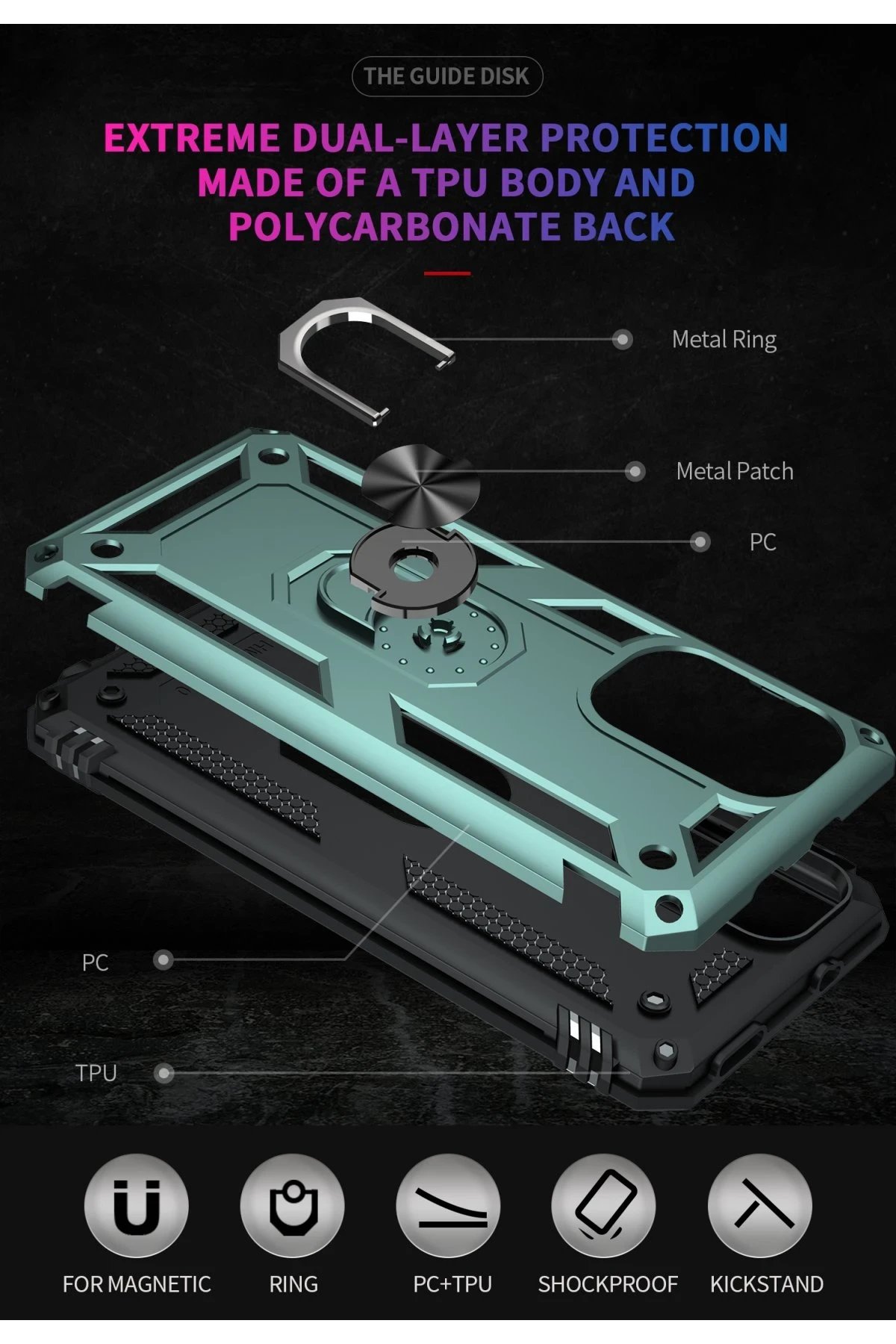 Xiaomi Poco F3 Kılıf Sofya Yüzüklü Silikon Kapak - Yeşil-(5796) - Görsel 5