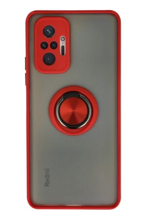 Xiaomi Redmi Note 10 Pro Kılıf Montreal Yüzüklü Silikon Kapak - Kırmızı-(5796)