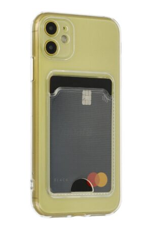 iPhone 11 Kılıf Kart Şeffaf Silikon - Şeffaf-(5796)